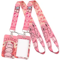 lb2133 axolotl cartoon neck strap lanyards for key id card gym cell phone strap usb badge holder rope pendant key chain gift