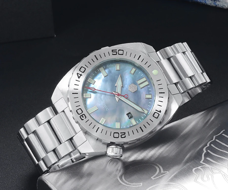 Мужские часы Lugyou San Martin Deep Sea Diver, автоматический Сапфир, водонепроницаемость 500 м, светящаяся нержавеющая сталь, ограниченная серия