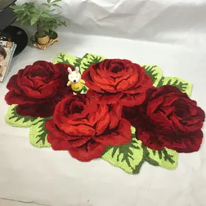 hand woven rose rug soft warm four floral mat bedroom living room door bathroom floral carpets for home decor free global shipping
