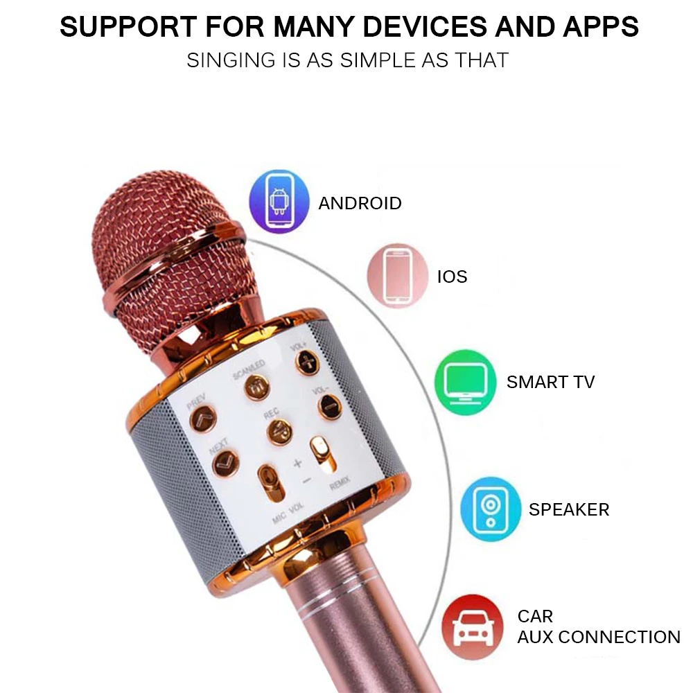 Bluetooth Беспроводной микрофон Музыкальная шкатулка с светодиодный светильник для