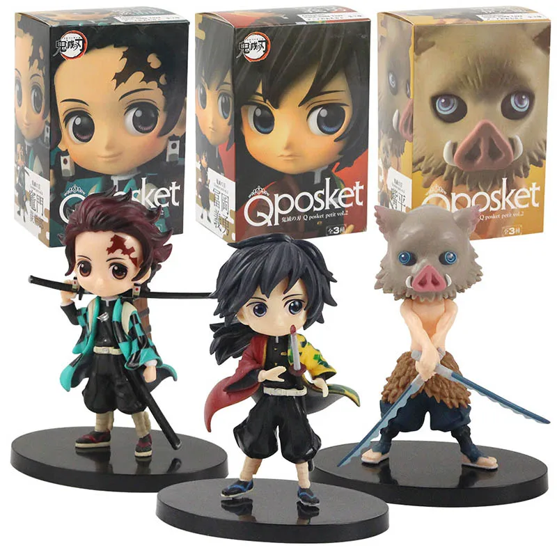 

14-15cm Q Posket Demon Slayer: Kimetsu no Yaiba Kamado Tanjirou Tomioka Giyuu Hashibira Inosuke PVC Action Figure Toy