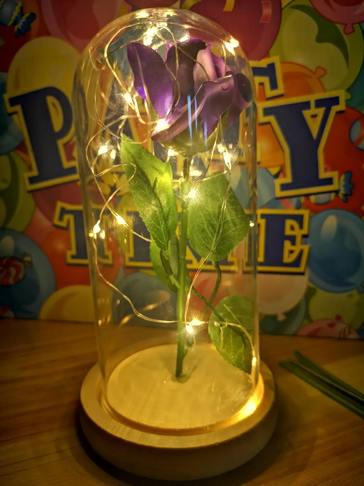

Forever Rose Flower With LED Rose Lamp Light Glass Dome Bottle Artificial Magical Wedding Party Mother Day Women Girls Gift Gold