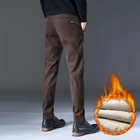 2022 brand corduroy pants men warm slim winter fleece cotton fashion casual jogger streetwear trousers male plus size