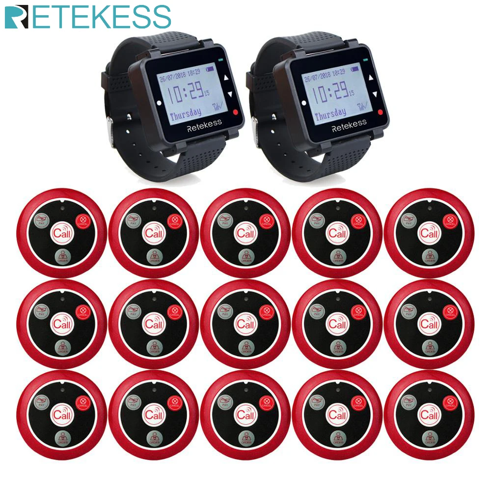 Беспроводная система вызова Retekess 433 МГц пейджер для ресторанов 2 шт. T128 приемники