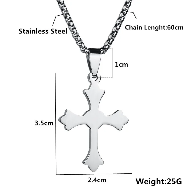 Классическое ожерелье ELSEMODE из нержавеющей стали с подвеской крестом католицизм