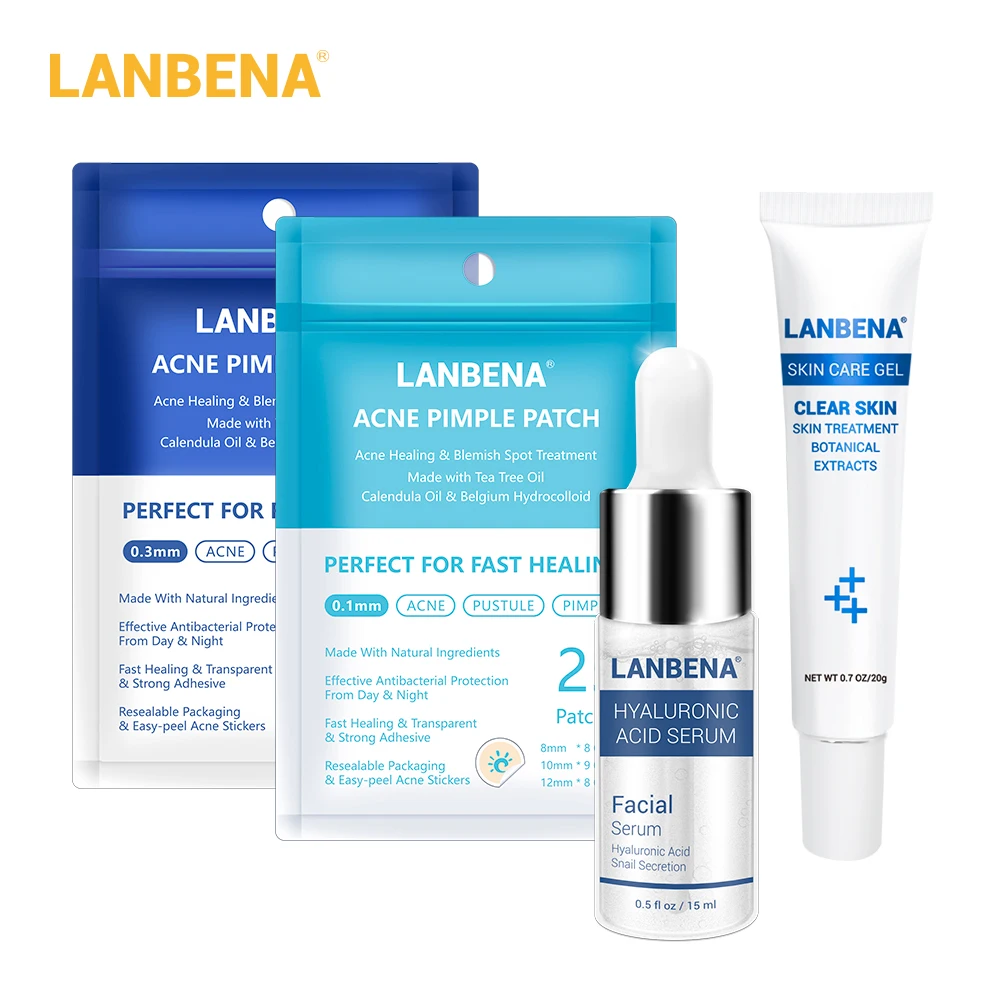 Acne Set LANBENA маска для лица, лечение акне, маска для лица, уход за кожей, средство для удаления прыщей, патчи, наклейки, черная маска, пилинг, маски для лица - Цвет: Acne Set