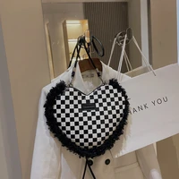 party crossbody bags for women 2021 new heart casual tote bag plaid unusual leather luxury fashion cute underarm shoulder bags