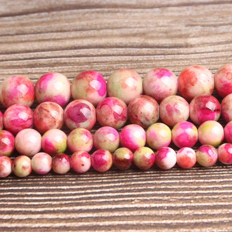 Lan Li fashion natural Jewelry Peach colorful jades Loose beads DIY woman bracelet necklace ear stud accessories | Украшения и