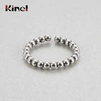 kinel new arrivals 925 sterling silver round bead rings for women adjustable size finger ring fashion sterling silver jewelry