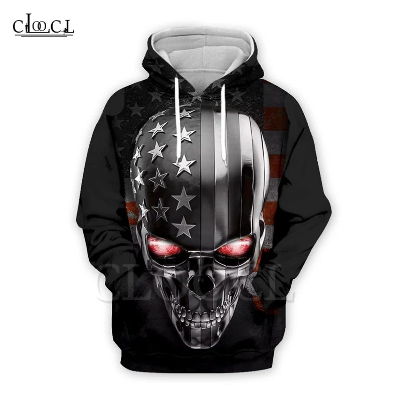 Новейшая модная Толстовка CLOOCL в стиле Харадзюку С 3D принтом черепа/американского