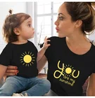 Одинаковые футболки для всей семьи, 1 предмет футболка для мамы, дочки, папы, сына и детей топы, Комбинезоны Повседневная семейная футболка