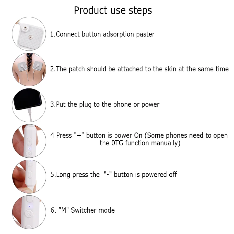 6 режимов Портативный USB смартфон массажер для тела десятки акупунктурный