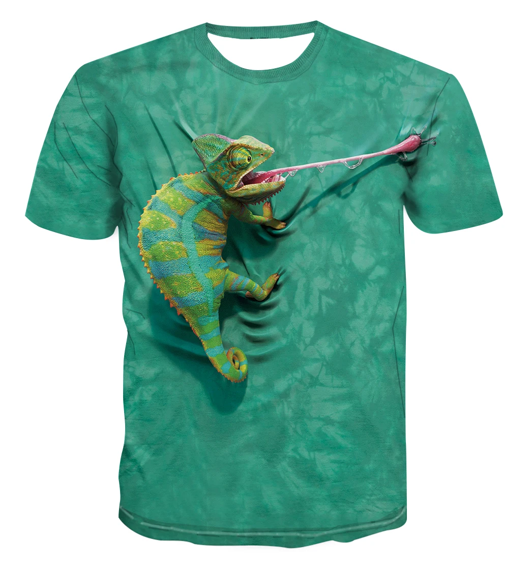 

Fun animal Graphic 3D Printed T shirt 2020 Summer Men's Short sleeve Casual Round Neck shirt Fashion Streetwear Man's T shirt