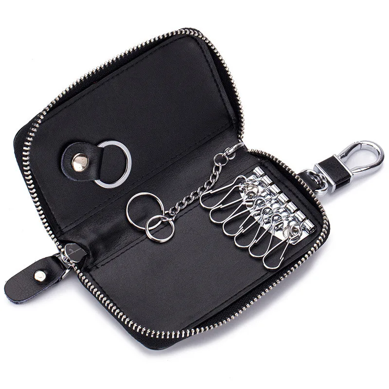 Genuine Leather KeyChain Unisex Key Bag Multifunction Organizer Wallet Holder Smart Housekeeper Car Small Key Case Keys Pouch