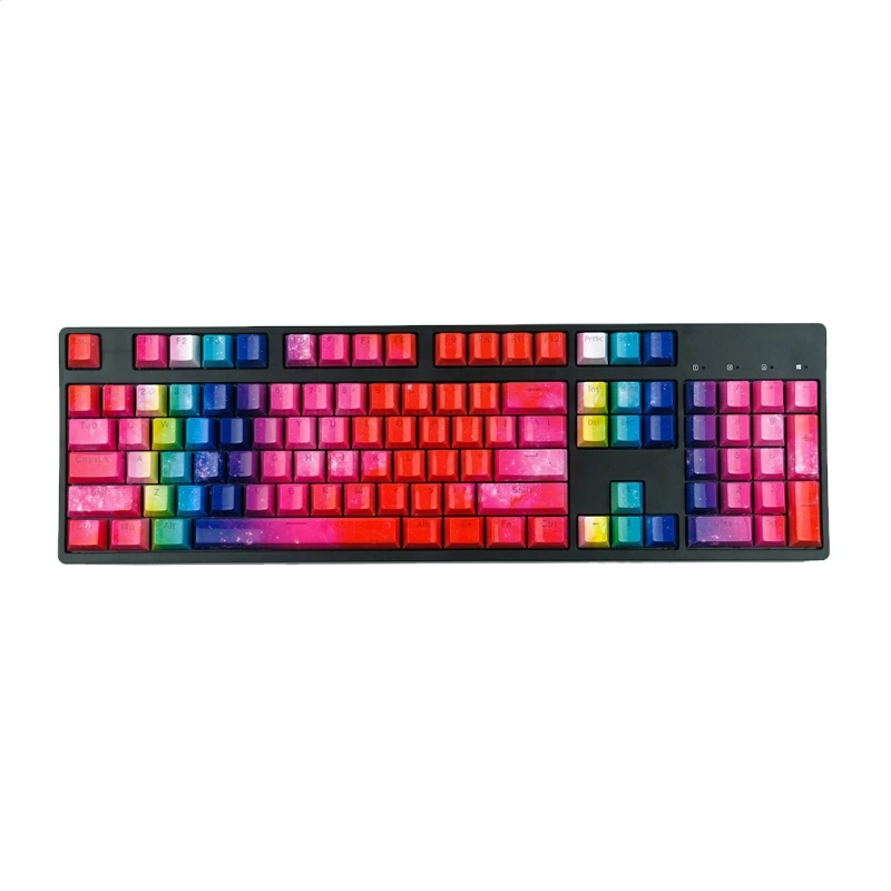 

PBT Keycaps Backlit Rainbow Cherry MX Keycap Set Doubleshot OEM Profile 108 Keys