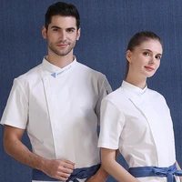 2020 unisex kitchen chef uniform bakery food service short sleeve breathable double breasted catering cook wear chef jacket