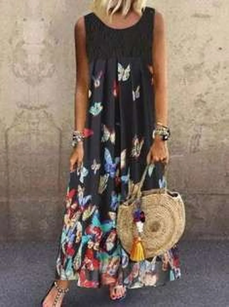 

Donsignet Fashion Women's Dress Club Party Butterfly Print Suspenders Knitted Dress Dress Holiday Dress Women Clothing