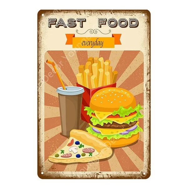 

Best American Hot Dogs Hamburger Metal Signs Vintage Bagel Burger Poster Kitchen Cafe Bar Home Wall Decor YI-118
