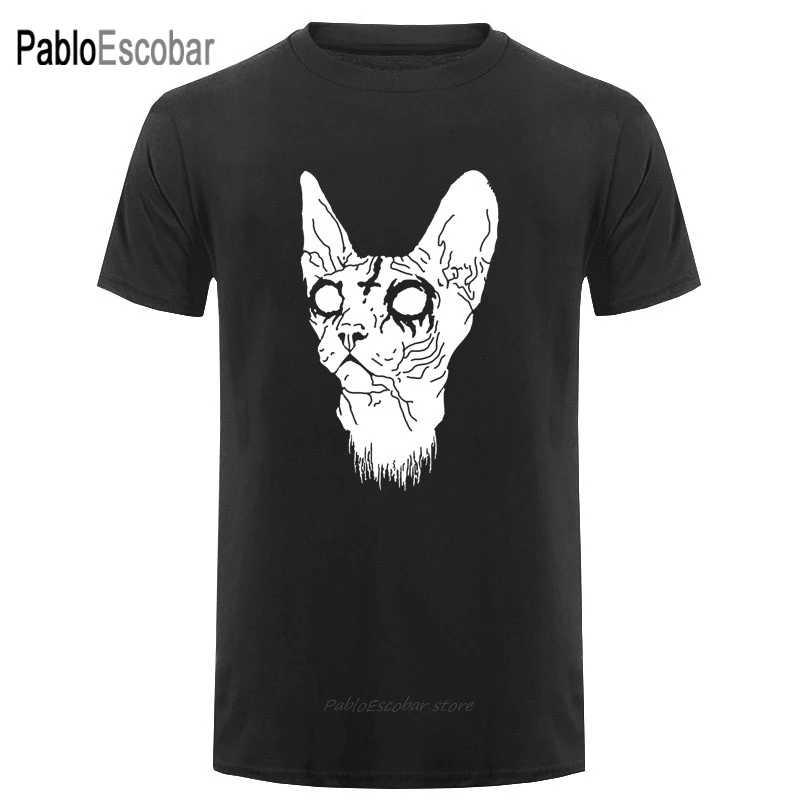 Футболка мужская с принтом короткий рукав металлический сфинкс котенок в