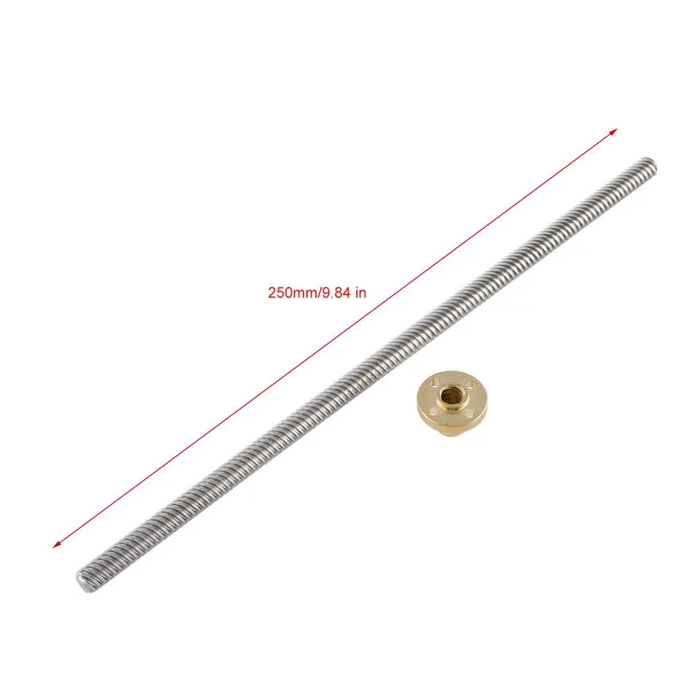 

T8 Lead Screw 3D Printer Parts 250 300 350 400 500 mm Leadscrew Parts 8mm Trapezoidal Rods Nuts Screws Coppe for Reprair parts