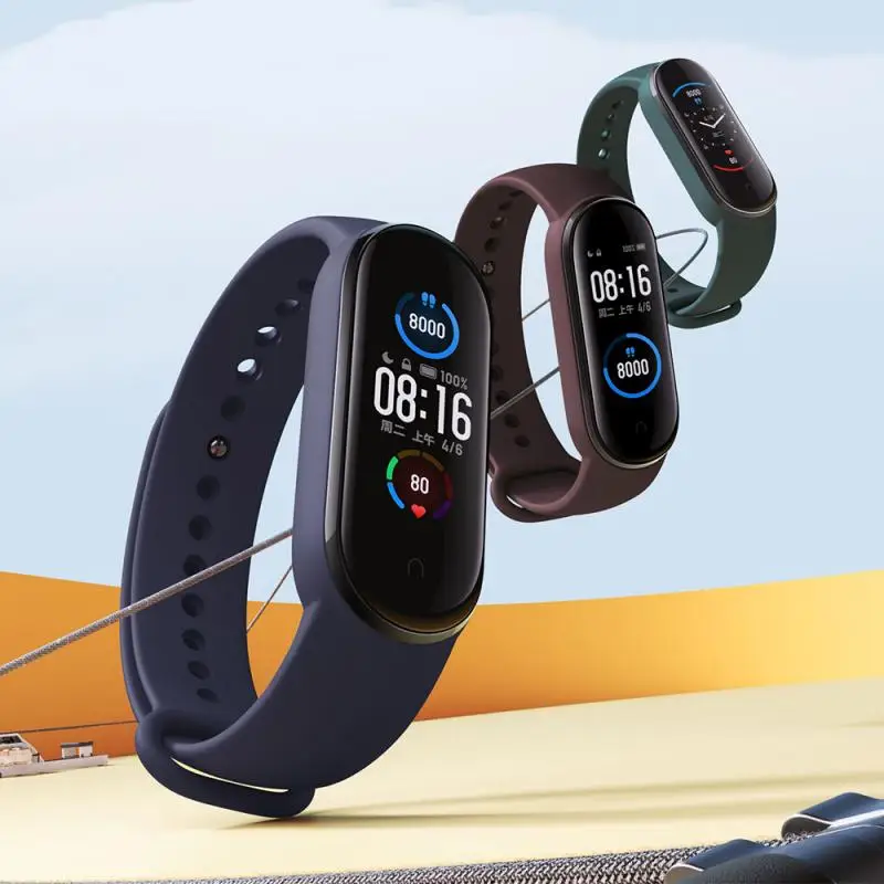 Оригинальный Смарт браслет Xiaomi Mi Band 5 цветной дисплей AMOLED 1 дюйма пульсометр