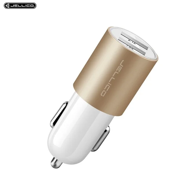 Gold Jellico USB Автомобильное зарядное устройство 5 В 2.1A Металл двойной USB алюминиевый сплав автомобильное зарядное устройство Быстрая зарядка зарядное устройство для телефона для iPhone samsung Xiaomi - Тип штекера: Gold