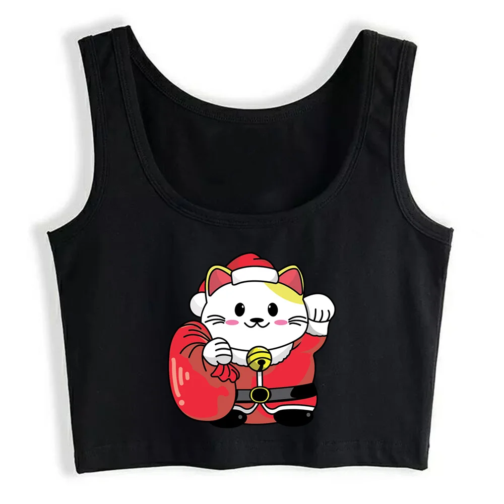 

Кроп-Топ женский Рождественский с Санта Клаусом Манеки Неко эмо гранж Y2k Эстетическая майка женская одежда