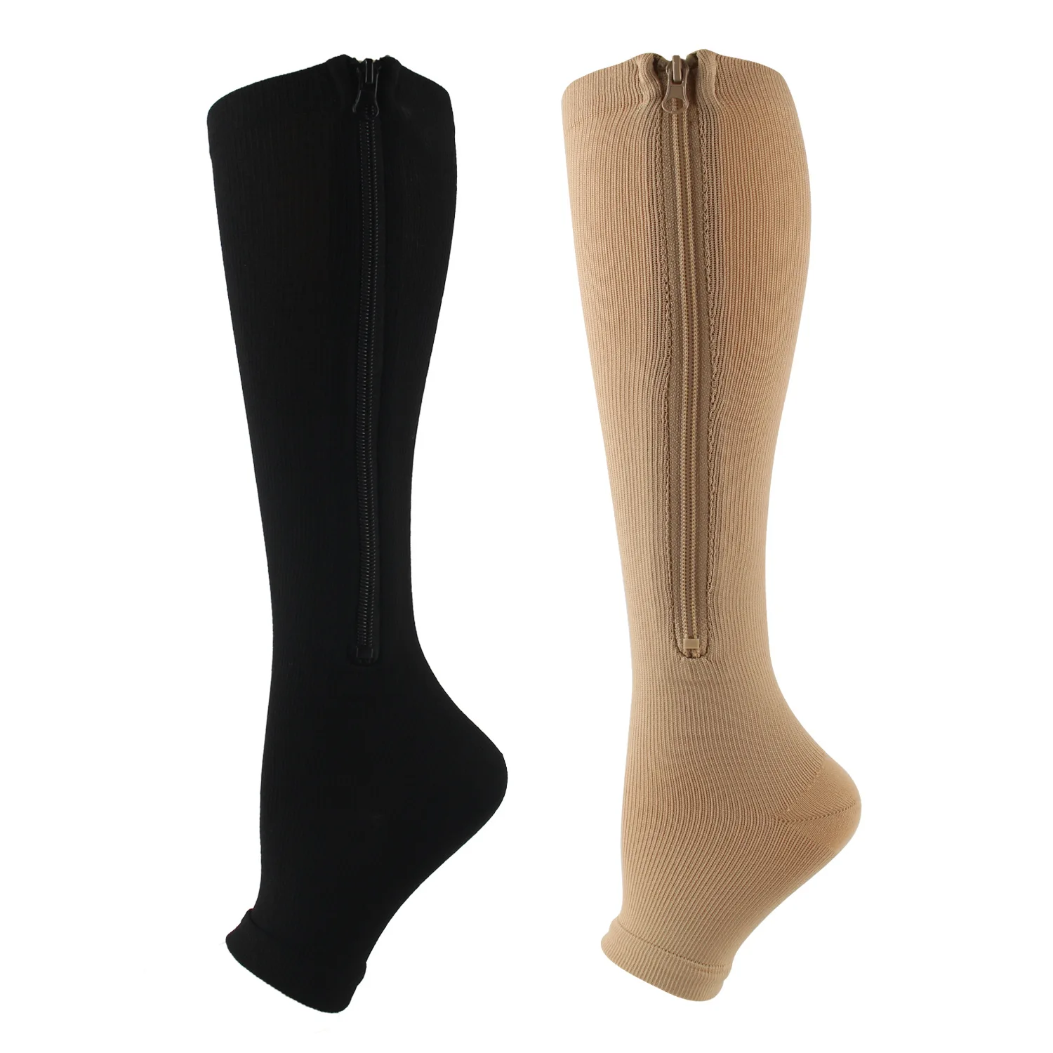 Drop Shipping Compression Socks Sports Zipper Socks 5 Pairs Per Set Black White Grey Copper Compression Socks with Zipper