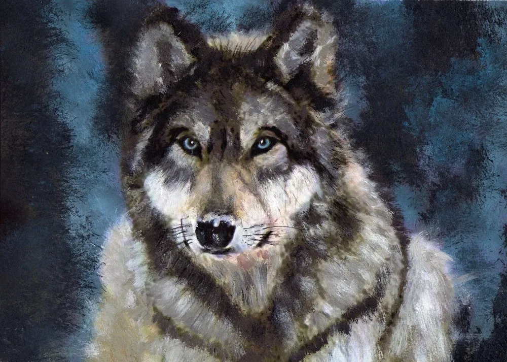 

TOP HAND PAINTED WILD ANIMAL WOLF ART OIL PAINTING WORK ON CANVAS --100% HAND PAINTED PAINTING - GOOD QUALITY