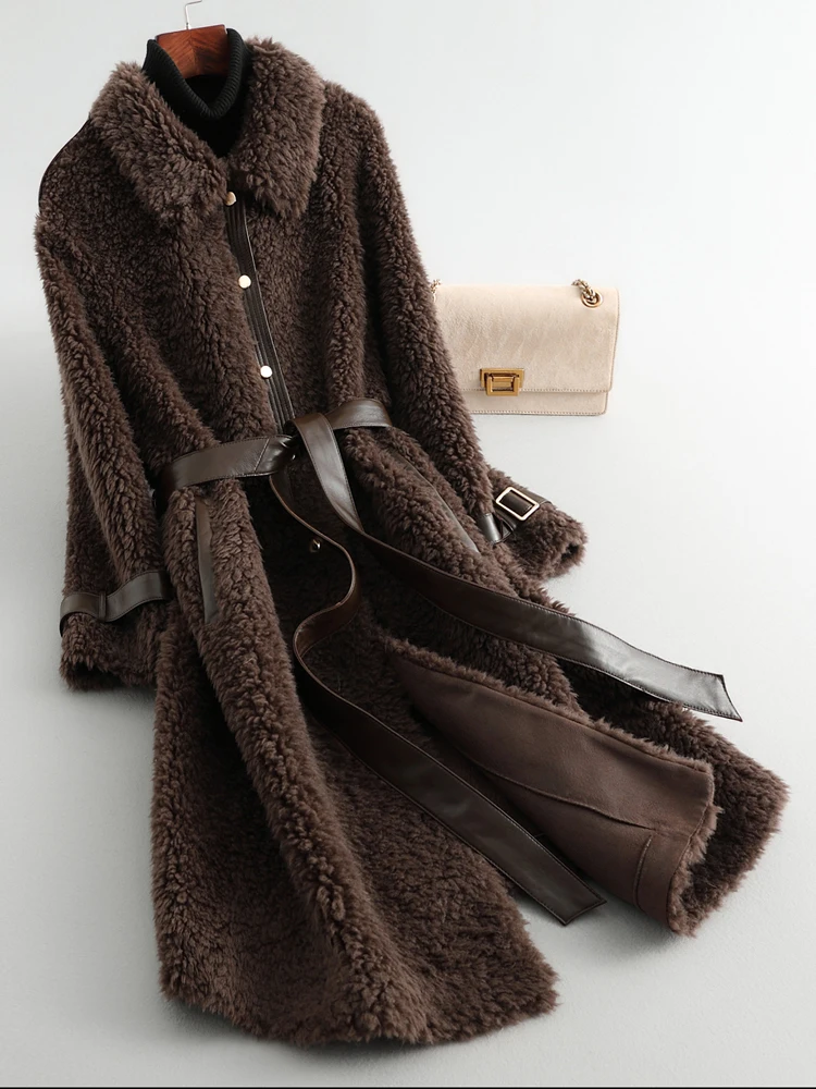 Real Fur Coat Female Vintage Long Sheep Shearing Jacket Women Clothes 2020 Korean Fashion 100% Wool Tops Hiver 1992 | Женская одежда