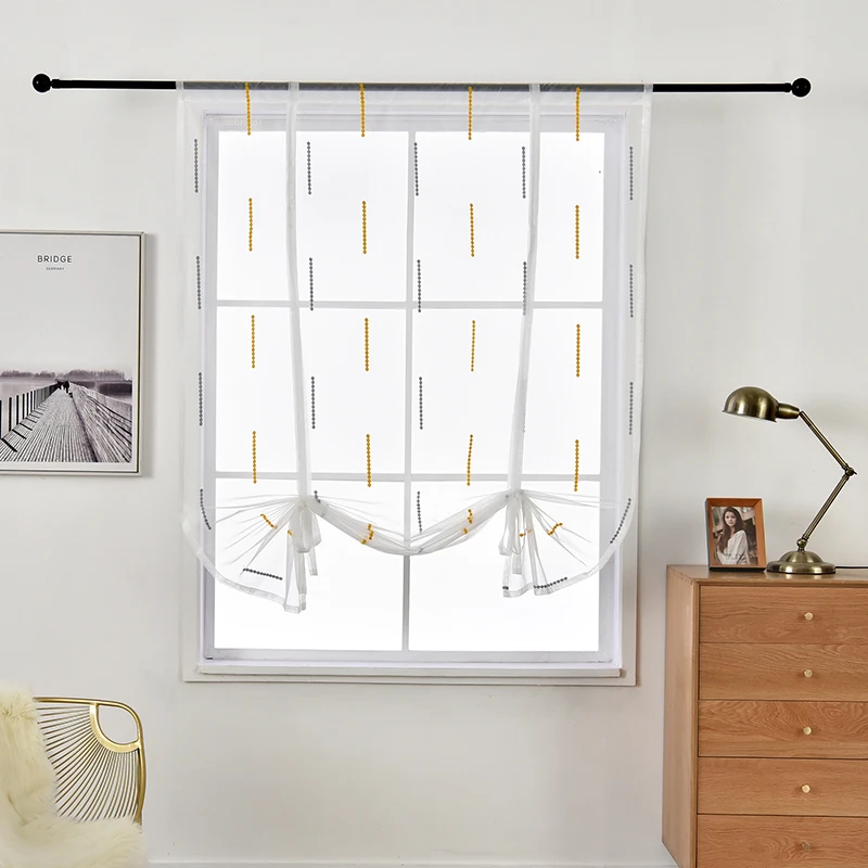 Вышитые короткие шторы дверь окно разделитель занавесок отвесный Тюль Cortina кухня