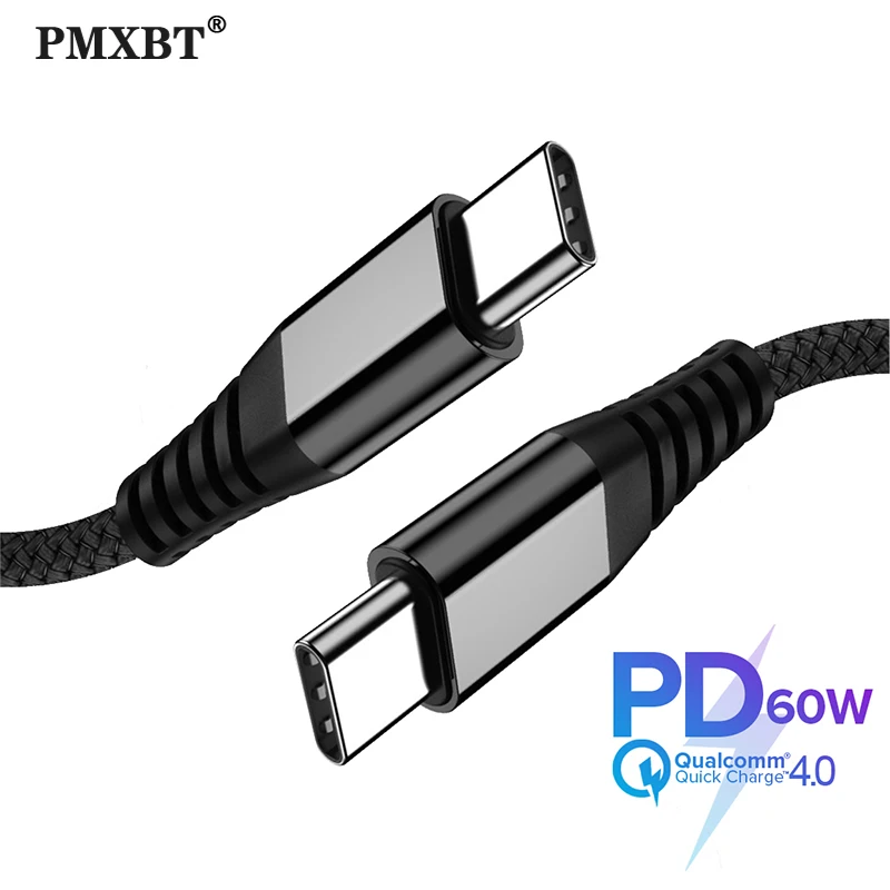 

PD 60W Type C USB Cable For MacBook Pro TypeC To USBC Fast Charger QC3.0 4.0 For Huawei P30 Redmi K20 Samsung S9 S8 Phone Device