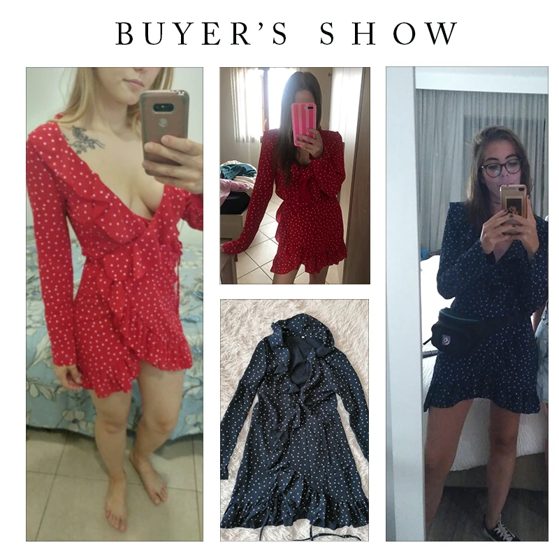OOTN плиссированное платье с запахом от солнца, красное женское платье с длинным рукавом, Мини Короткое платье со звездами, винтажная туника для женщин, лето, сексуальное, черное, синее