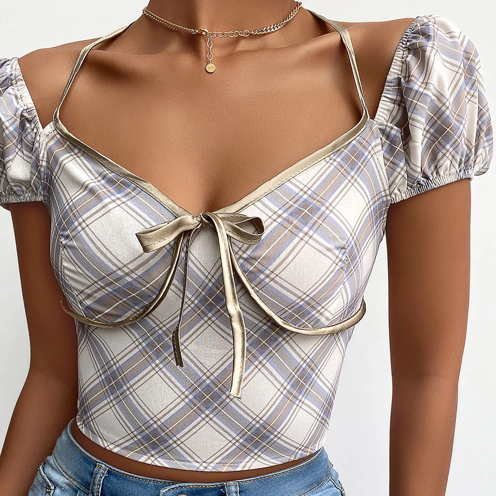 

T-shirt Off Shoulder Fashion Square Collar Vintage Fashion Corset Women Crop Tops Blouses Fashion 2021 Clothes Vintage