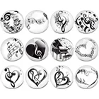 10 шт.лот, новые ювелирные украшения с кнопками, смешанные музыкальные примечания, с рисунком, Стеклянные Кабошоны, 18 мм, кнопки, подходящие для браслетов сделай сам