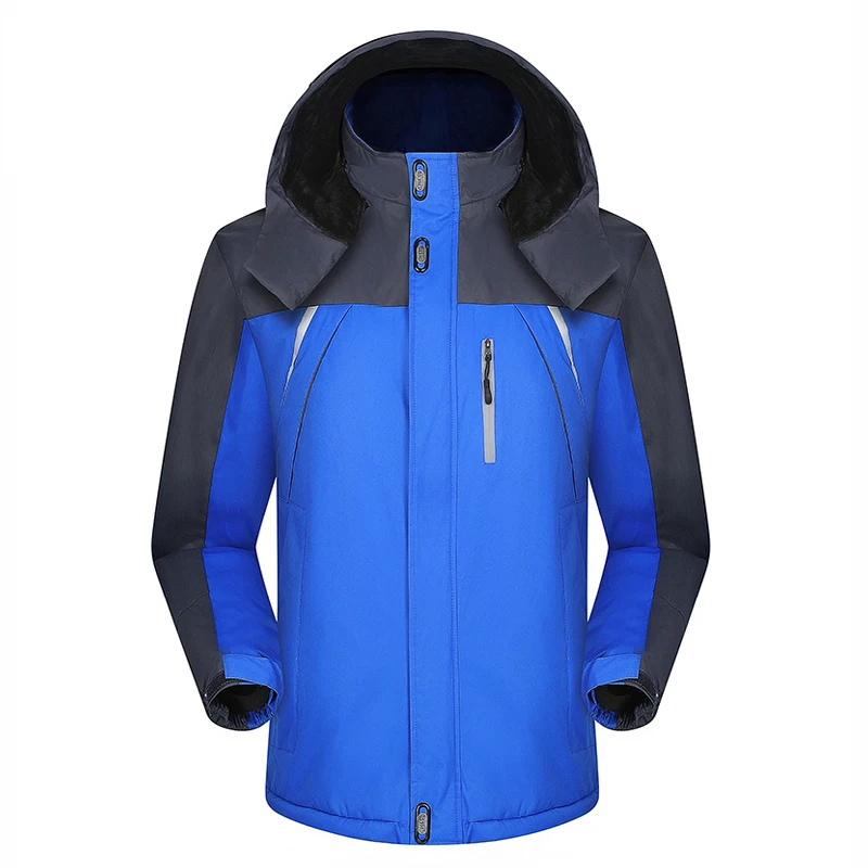 

Reflective Patchwork Hooded Fleece Jacket for Men Camping Warm Clothing Teens High Quality Waterproof and Windproof Hiking Coats