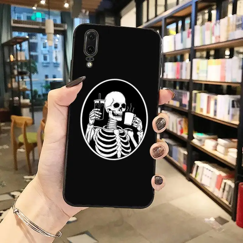 

Latte coffee Skull Tattoo high quality Phone Case cover For Huawei honor Mate P 10 20 30 40 Pro 10i 9 10 20 8 x Lite