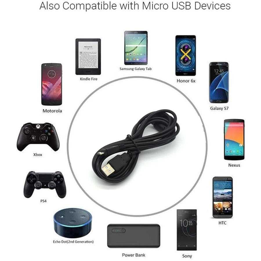 Беспроводной зарядный кабель для геймпада PS4 1 8 м Micro USB шнур синхронизации данных