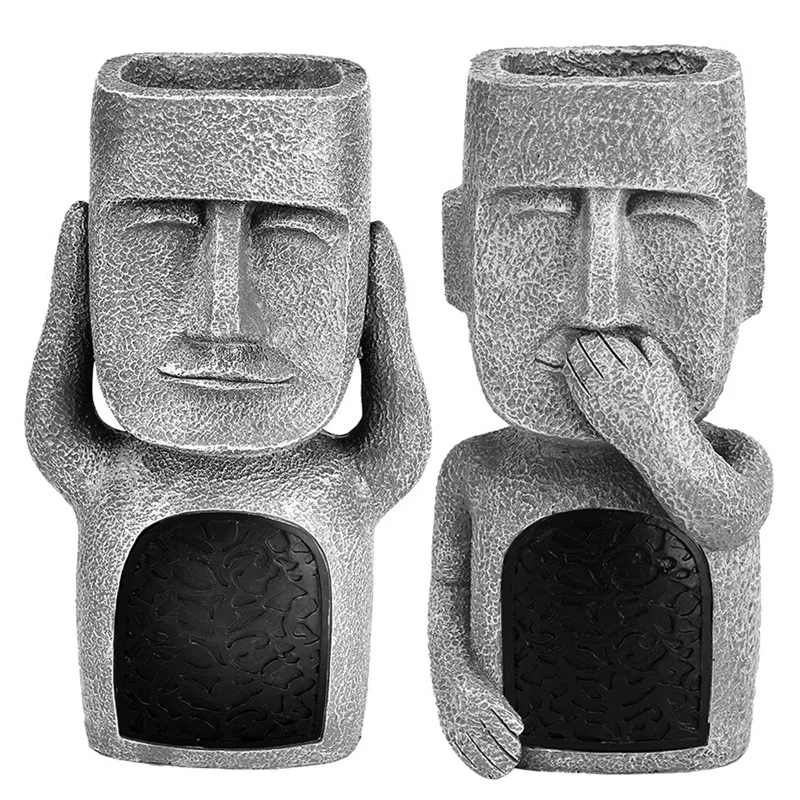 

2 шт., статуи из смолы для сада, пасхального острова