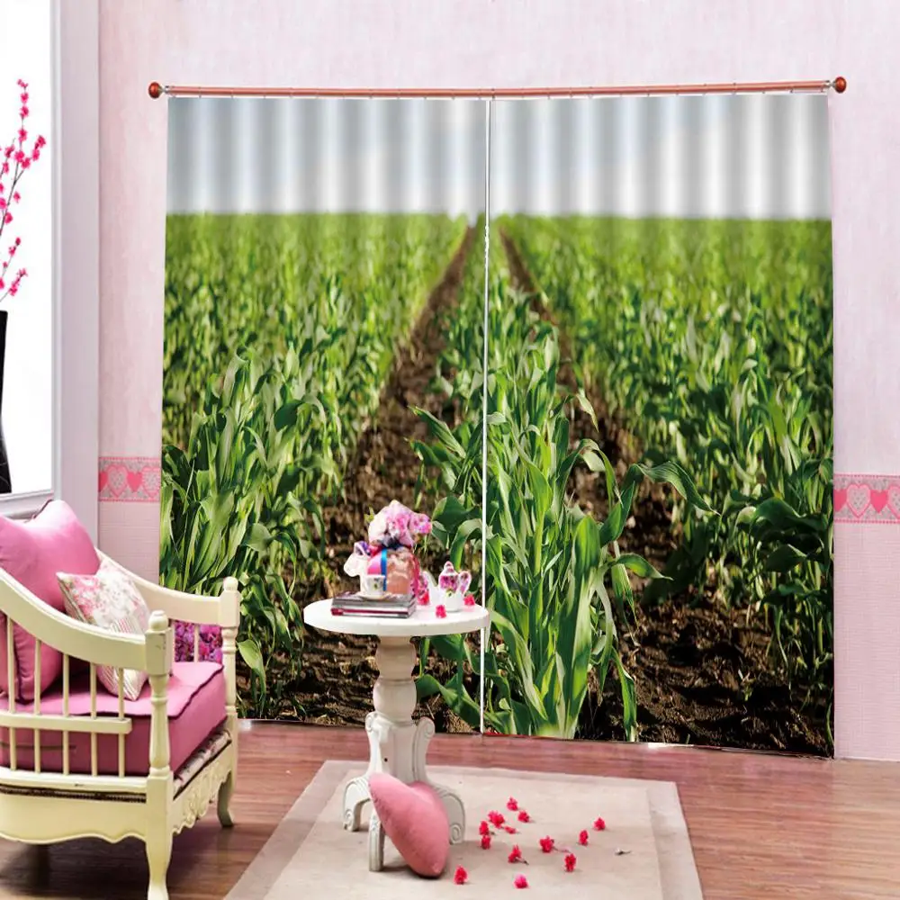 

green curtains plant curtain 3D Blackout Curtains For Living room Bedding room Drapes Cotinas para sala