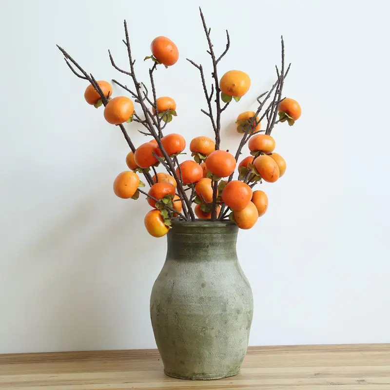 

Berry Persimmon Branch Simulation Fruit Seed Artificial Flowers for Table Living Room Home Decor Wedding Decoration Indoor