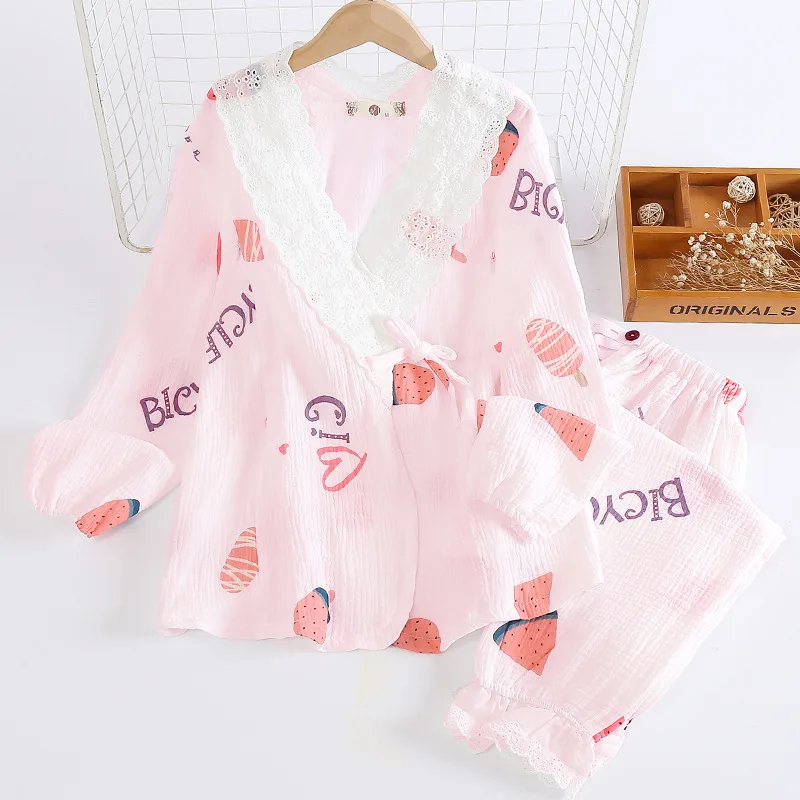 Пижама с принтом для беременных и кормящих матерей летняя тонкая свободная