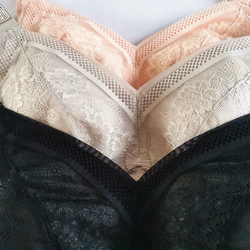 Women Lace Diamonds bra Inlay pink letter masonry Ultra-thin breathable top Shoulder strap Adjustable 34-46 Large size | Женская одежда