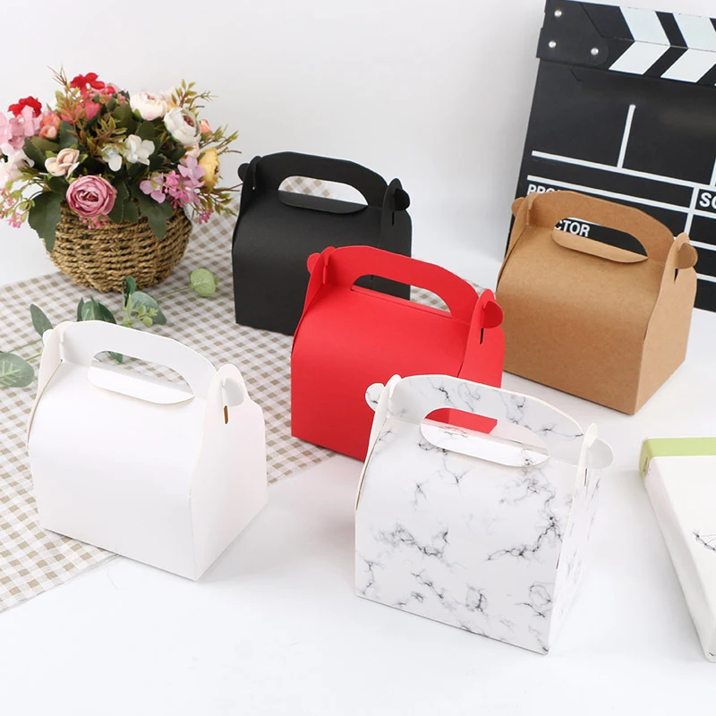 1 шт. бумажная карточка складные коробки для торта с ручкой коричневая коробка