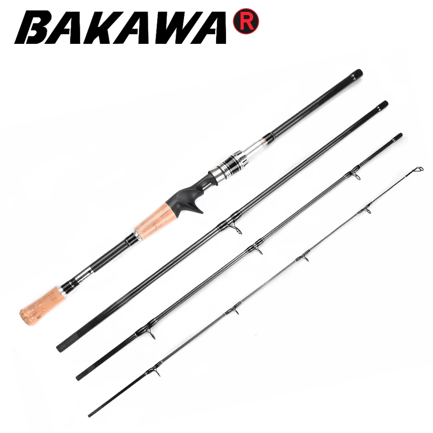 

BAKAWA Fishing Baitcasting Rod High Carbon Fiber Portable Travel Mini Ultralight 4 sections Spinning/Casting Sea Surf 2.1m-3.0m