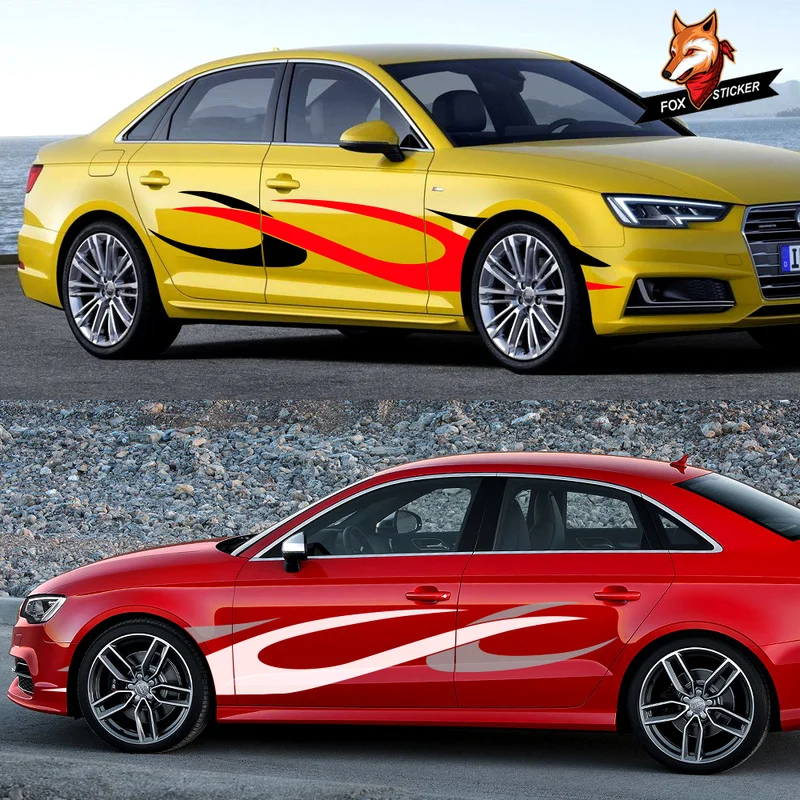 Автомобильная наклейка на дверь 2 шт. для Audi A3 A4 B8 B6 B7 A5 Opel Astra BMW E46 E90 E60 Ford Focus 3 MK2 MK3