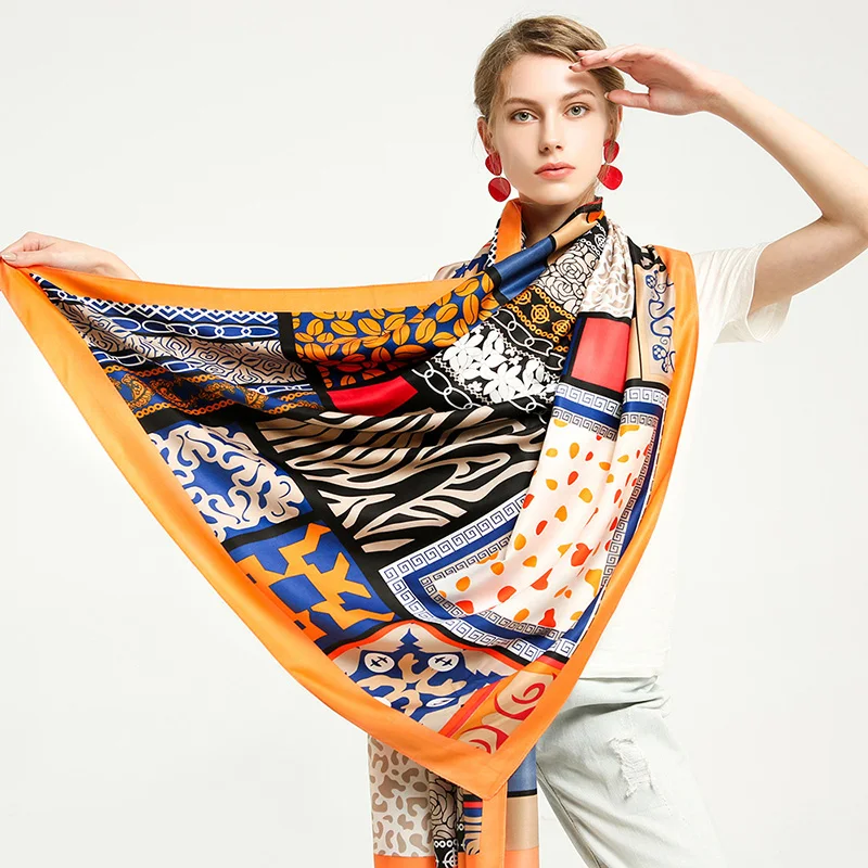 

2021 Women Keep Warm Cotton Linen Scarf Lady Soft Wraps Jigsaw Print Shawls Female Elegant Hijab 180x90cm