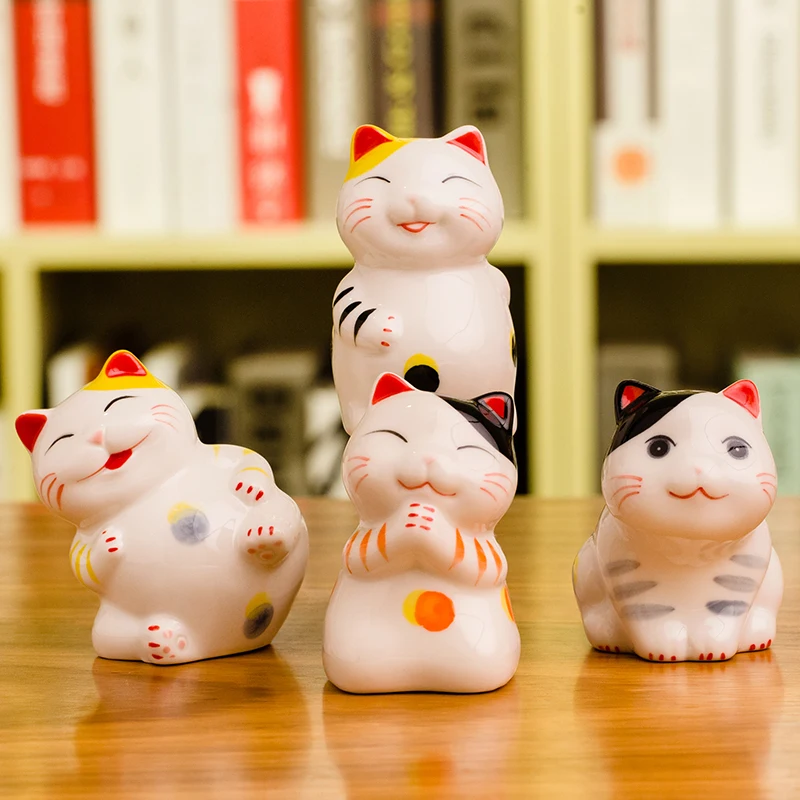 Мини Maneki Neko керамический счастливый кот домашний декор талисман украшения