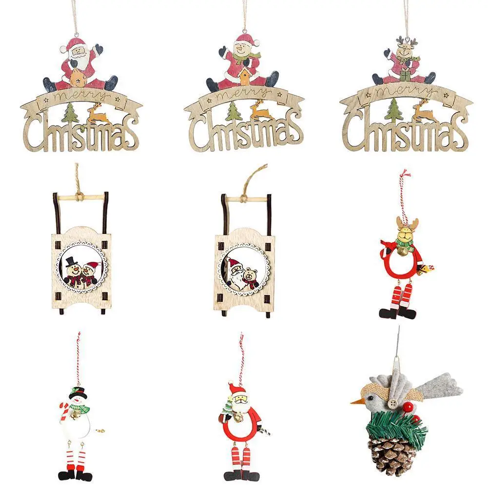 

1pc Christmas Wooden Pendants Xmas Tree Hanging Ornaments DIY Wood Crafts For Home Christmas Party New Year Decoration