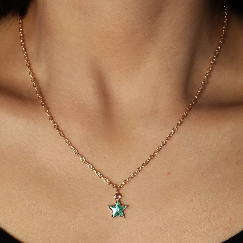 Европейские ювелирные изделия маленькие звезды эмаль ожерелья с подвесками для